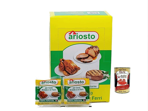 Italian Gourmet E.R. Gewürzmischungen Ariosto Per Carni Arrosto e ai Ferri Gewürz für Gebratenes und Gegrilltes Fleisch,50 Beutel à 10g + Italian Gourmet Polpa di Pomodoro 400g Dose 8032804040014