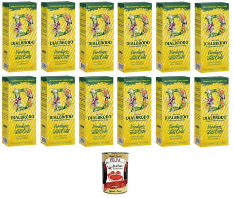 Italian Gourmet E.R. Gewürzmischungen Dialbrodo Insaporitore Granulare Verdure dell'Orto Granulatgewürz für Gartengemüse 12x250gr + Italian Gourmet polpa 400g 8032804040014