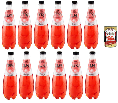 Italian Gourmet E.R. Ginger Ale San Benedetto Ginger Zero PET aperitivo ohne Zucker 12x 0,75l, ohne Zucker Softdrink ohne Zucker, erfrischend Aperitiv-Aperif sugarfree + Italian Gourmet polpa 400g 8032804040014