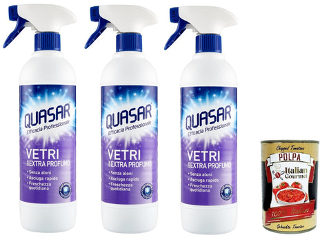 Italian Gourmet E.R. Glasreinigung Quasar Efficacia Professionale Extra Profumo Professional Effectiveness Extra Parfüm Glasreiniger-Parfüm 3x580ml+ Italian Gourmet Polpa di Pomodoro 400g 8032804040014