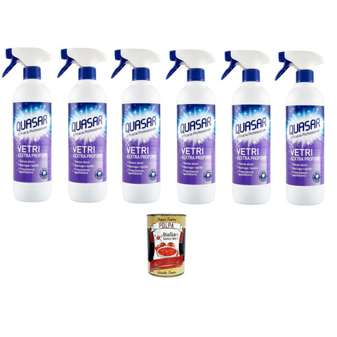 Quasar Efficacia Professionale Extra Profumo Professional Effectiveness Extra Parfüm Glasreiniger - Parfüm 6x580ml inkl. Italian Gourmet Polpa di Pomodoro 400g Original italienisch