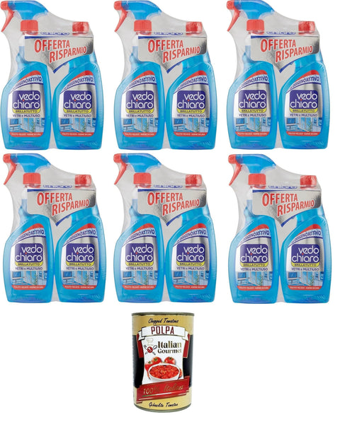 Italian Gourmet E.R. Glasreinigung Vedo Chiaro Vetri Multiuso + Ricarica Mehrzweckgläser + Nachfüllung 6x 500+500 ml+ Italian Gourmet polpa 400g 8032804040014
