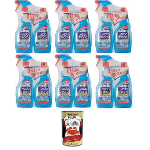 Vedo Chiaro Vetri Multiuso Original italienisch inkl. Ricarica Mehrzweckgläser + Nachfüllung 6x 500+500 ml+ Italian Gourmet Polpa 400g