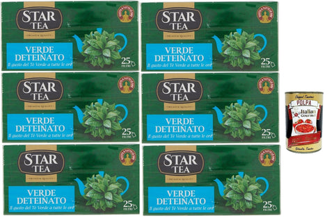Italian Gourmet E.R. Grüner Tee Tè STAR Entkoffeinierter Grüntee, enthält 25 Filter, Premiummischung, traditioneller Geschmack, ohne Thein. Perfekt für eine angenehme Pause, 6x 40g + Italian Gourmet polpa 400g 8032804040014