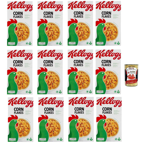 Kelloggs Corn Flakes Knusprige goldene und leckere ohne Palmöl ohne Farbstoffe ohne künstliche Aromen, FRÜHSTÜCKS CEREALIEN, 12x 500g Original italienisch inkl. Italian Gourmet Polpa 400g