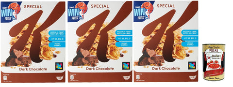 Italian Gourmet E.R. Haferflocken Special K Dark Chocolate, Cereals Dunkle Schokolade Reisflocken Vollkorn Weizen und Gerste mit Vitaminen und Mineralstoffen mit Schokoladenlocken 3x 290g Getreideflocken + Italian Gourmet polpa 400g 8032804040014