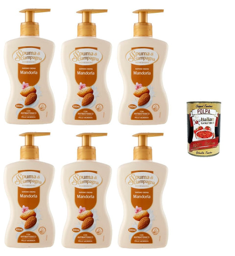 Italian Gourmet E.R. Handseifen Spuma di sciampagna Sapone Crema Mandorla Schaum-Mandel-Cremeseife - -6x 300ml+ Italian Gourmet polpa 400g 8032804040014