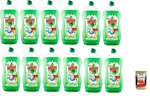 Nelsen Limone Detersivo per Piatti - Geschirrspülmittel Zitrone - Entfettet gründlich und wirkt erfrischend auf das Geschirr 12x 850ml inkl. Italian Gourmet polpa 400g Original italienisch