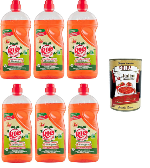Rio casa mia Rio Melaceto Flüssigwaschmittel für Geschirr und Besteck, 6x1 Liter - mit Bio - Apfelessig - entfettet gründlich und beseitigt schlechte Gerüche inkl. Italian Gourmet polpa 400g Original italienisch