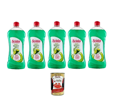 Italian Gourmet E.R. Handspülmittel Scala detergente piatti al Limone 750ml, Zitronen-Geschirrspülmittel 5x 750ml + Italian Gourmet polpa 400gr 8032804040014