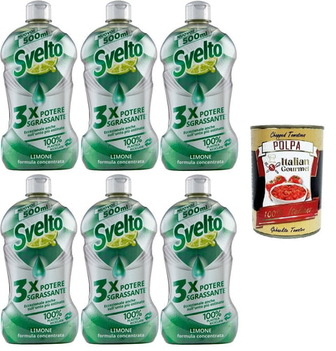 Italian Gourmet E.R. Handspülmittel Svelto Piatti a Mano Concentrato Limone Handgemachte Gerichte mit Zitronenkonzentrat 6x500ml+ Italian Gourmet polpa 400gr 8032804040014