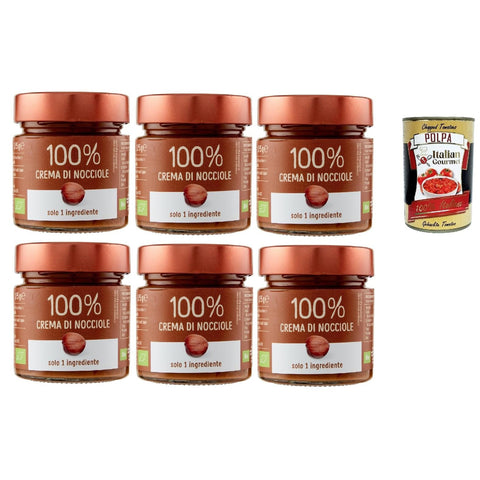 Eurocompany Crema Spalmabile 100% Di Nocciole, Brotaufstrich creme 100% Haselnüsse, Nur eine Zutat, 6x 175g Original italienisch inkl. Italian Gourmet Polpa 400g