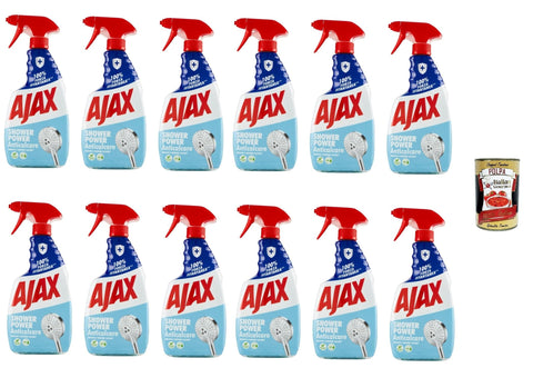 Italian Gourmet E.R. Haushaltsreiniger & Staubsauger 12x Ajax Shower Power Anti-Kalk-Reinigungsmittelspray für die Dusche 600 ml+ Italian Gourmet polpa 400g 8718951593985