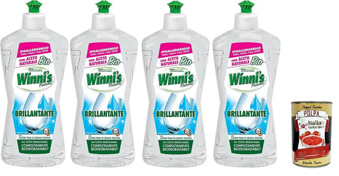 Italian Gourmet E.R. Haushaltsreiniger & Staubsauger 4x Winni's – Brillantante Hypoallergener Spülmaschinen-Spülzusatz, mit natürlichem Bio-Essig, gegen Rückstände und Flecken, 250 ml+ Italian gourmet polpa 400g 8002295062604