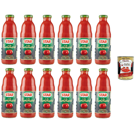Star la mia Passata di Pomodoro Pummarò Corposa mein vollmundiges Pummarò-Tomatenpüree 12x700gr Original italienisch inkl. Italian Gourmet Polpa 400g