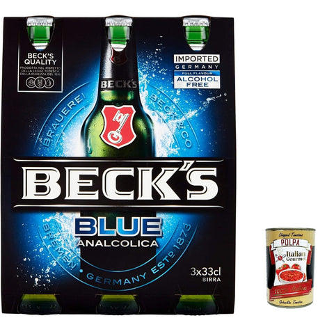 Beck's Birra Becks alkoholfrei Flaschen Bier 0% Alk. 0,33l Flasche, alcohol free 24x Original italienisch inkl. Italian Gourmet Polpa 400g