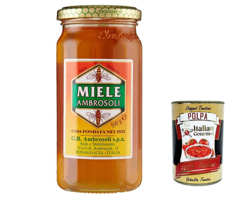 Italian Gourmet E.R. Honig 12x Ambrosoli - Miscela Di Miele Di Fiori MILLEFIORI, Millefiori Blumenhonig -Mischung 500 G + Italian Gourmet polpa 400g 8006450013111