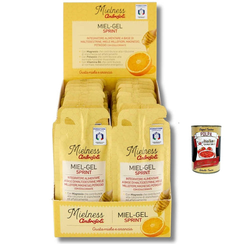 Ambrosoli Mielness Miel Gel Sprint 30ml, Honiggel Honig - Orangen - Geschmack 30 x 30 ml inkl. Italian Gourmet polpa 400gr Original italienisch