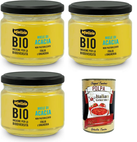 Mielizia Miele Di Acacia Non pastorizzato Unpasteurisierter Akazienhonig 3x300gr Original italienisch inkl. Italian Gourmet Polpa 400g
