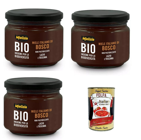Mielizia Miele Di Bosco Non pastorizzato Unpasteurisierter Waldhonig 3x300gr inkl. Italian Gourmet polpa 400g Original italienisch