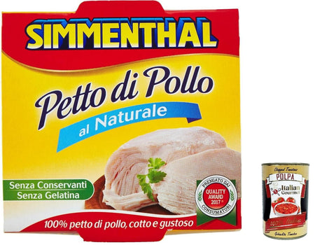 Simmenthal pollo al naturale, Natürliche Hähnchenbrust in dosen, 133g 6x Original italienisch inkl. Italian Gourmet Polpa 400g