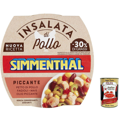 Simmenthal Piccante, Hähnchenbrustsalat mit grünen Cannellini - Bohnen, Mais und roten Bohnen 6x 160 gr inkl. Italian Gourmet polpa 400g Original italienisch