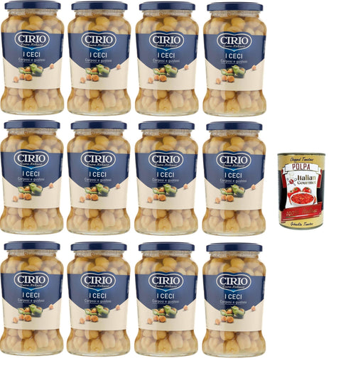 Italian Gourmet E.R. Hülsenfrüchte & Bohnen Cirio I Ceci, Corposi e Gustosi I Kichererbsen, vollmundig und lecker 12x370gr + Italian Gourmet polpa 400g 8032804040014