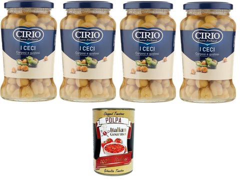 Italian Gourmet E.R. Hülsenfrüchte & Bohnen Cirio I Ceci, Corposi e Gustosi I Kichererbsen, vollmundig und lecker 4x370gr + Italian Gourmet polpa 400g 8032804040014