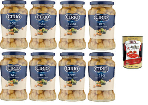 Italian Gourmet E.R. Hülsenfrüchte & Bohnen Cirio I Ceci, Corposi e Gustosi I Kichererbsen, vollmundig und lecker 8x370gr + Italian Gourmet polpa 400g 8032804040014