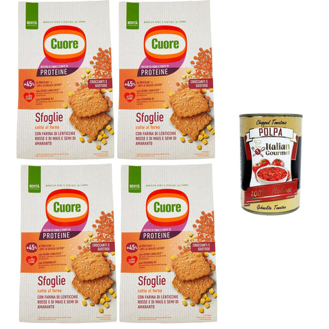 Cuore Sfoglie Croccanti Lenticchie, Knusprige Linsenblätter 4x170g Original italienisch Feinkost