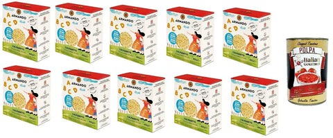 Italian Gourmet E.R. Instant-Pasta 10x LE PASTINE DI ARMANDO – DAS ALFABETO – 100 % italienischer Weizen – 400 g+ Italian Gourmet polpa 400g 8005709280380