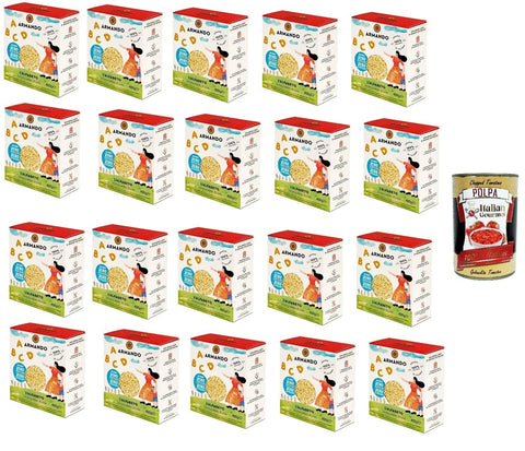 Italian Gourmet E.R. Instant-Pasta 20x LE PASTINE DI ARMANDO – DAS ALFABETO – 100 % italienischer Weizen – 400 g+ Italian Gourmet polpa 400g