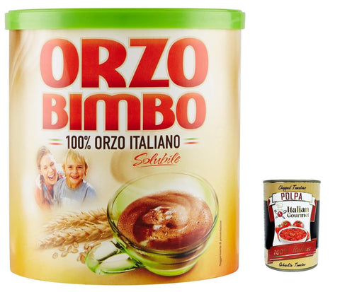 Orzo Bimbo 100% italiano Instant lösliche Gerste Getreidekaffee Kaffee 120 gr 3x Original italienisch inkl. Italian Gourmet Polpa 400g