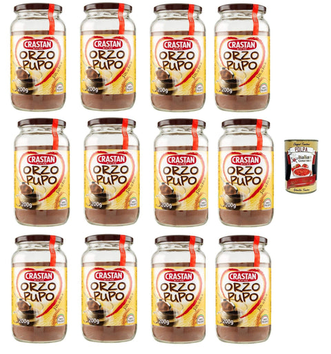 Italian Gourmet E.R. Instantkaffee Crastan Orzo Pupo, 100% italien Instant lösliche Gerste Getreidekaffee Kaffee 12x 200gr + Italian Gourmet polpa 400g 8032804040014