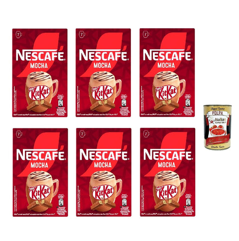 Nescafe NESCAFÉ KitKat Mocha, Instantkaffee mit Milch und Kakao, 6 Packungen mit 7 Beuteln x 21 g Original italienisch inkl. Italian Gourmet Polpa 400g