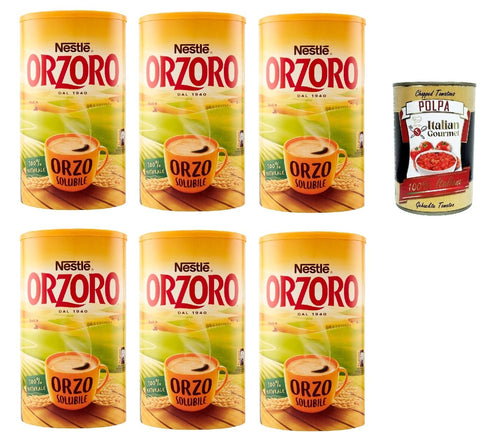 Nestle Orzoro Orzo solubile Instant lösliche Gerste Getreidekaffee kaffee 6x 200gr Original italienisch inkl. Italian Gourmet Polpa 400g
