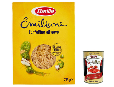 Italian Gourmet E.R. Internationale Nudeln 10x Pasta all' Uovo Le Emiliane Farfalline , Eiernudeln, Pasta mit Ei 275g + Italian Gourmet polpa 400g 8076809573122
