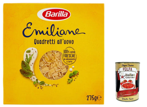Italian Gourmet E.R. Internationale Nudeln 10x Pasta all' Uovo Le Emiliane Quadretti, Eiernudeln, Pasta mit Ei 275g + Italian Gourmet polpa 400g 8076809573139
