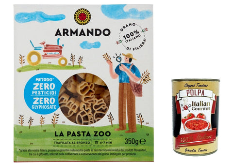 Italian Gourmet E.R. Internationale Nudeln 10x Pasta Armando la Pasta Zoo, Nudeln in Tierform, 100 % italienisch 350g + Italian Gourmet polpa 400g 8005709283633