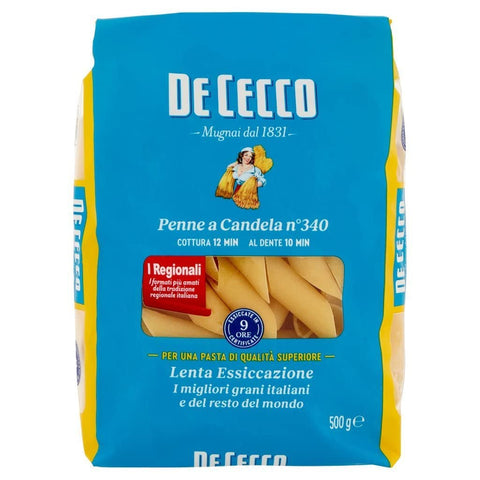 Italian Gourmet E.R. Internationale Nudeln 10x Pasta De Cecco 100% Italienisch Penne a Candela N°340 Nudeln 500g + Italian Gourmet Polpa 400g 8001250123404