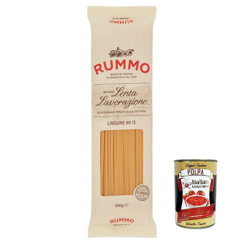 Italian Gourmet E.R. Internationale Nudeln 10x Rummo Linguine N. 13 Hartweizengrieß Pasta Italienische Nudeln 500g Packung + Italian Gourmet Polpa di Pomodoro 400g Dose 8008343200134