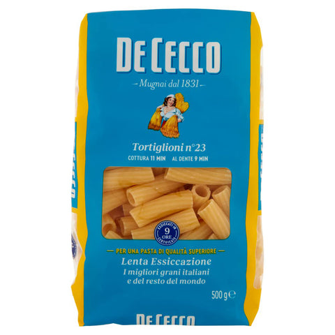 De Cecco 100% Tortiglioni N°23 Nudeln 24x 500g inkl. Italian Gourmet Polpa 400g Original italienisch