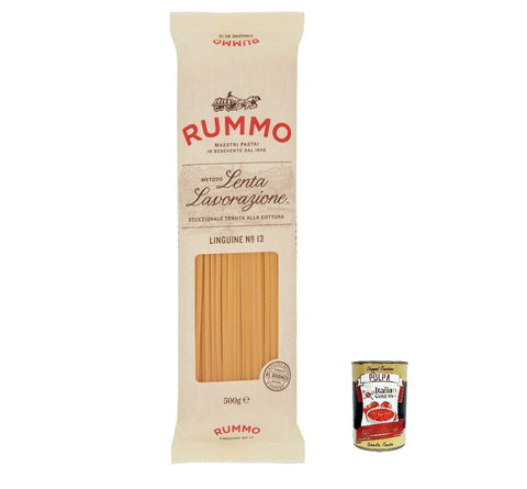Italian Gourmet E.R. Internationale Nudeln 24x Rummo Linguine N. 13 Hartweizengrieß Pasta Italienische Nudeln 500g Packung + Italian Gourmet Polpa di Pomodoro 400g Dose 8008343200134