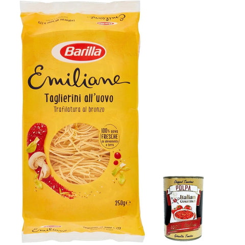 Barilla Pasta all' Uovo Le Emiliane Taglierini, Eiernudeln, Pasta mit Ei 250g 3x Original italienisch inkl. Italian Gourmet Polpa 400g