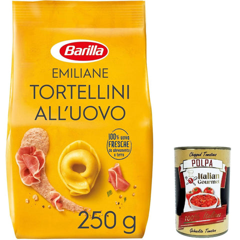 Barilla Pasta all' Uovo Le Emiliane Tortellini con Prosciutto Crudo, Eiernudeln, Pasta mit Ei 3x 250g inkl. Italian Gourmet polpa 400g Original italienisch