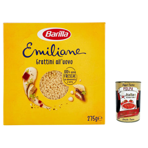 Barilla Pasta all' Uovo Le Emiliane Grattini, Eiernudeln, Pasta mit Ei 275g 5x Original italienisch inkl. Italian Gourmet Polpa 400g