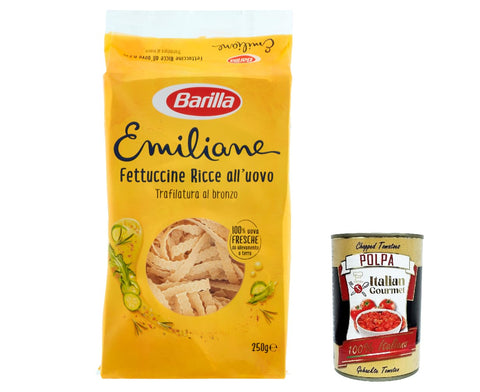 Pasta all' Uovo Le Emiliane Fettuccine Ricce, Eiernudeln, Pasta mit Ei 250g 6x Original italienisch inkl. Italian Gourmet Polpa 400g