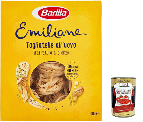 Barilla Pasta all' Uovo Le Emiliane Tagliatelle, Eiernudeln, Pasta mit Ei 6x 500g inkl. Italian Gourmet polpa 400g Original italienisch