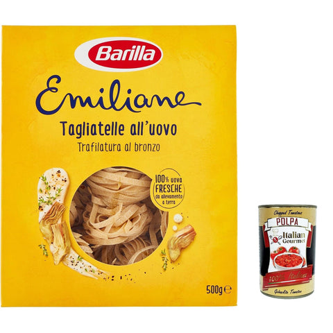 Barilla Pasta all' Uovo Le Emiliane Tagliatelle, Eiernudeln, Pasta mit Ei 6x 500g inkl. Italian Gourmet polpa 400g Original italienisch