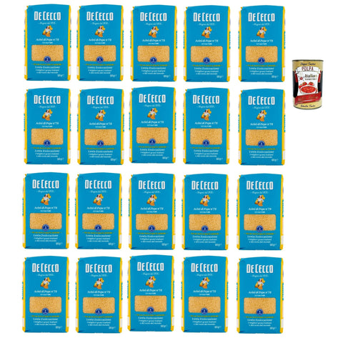 DE CECCO Acini di Pepe N°78, 100% Italienisch Pasta Nudeln 20x 500g Original italienisch inkl. Italian Gourmet Polpa 400g